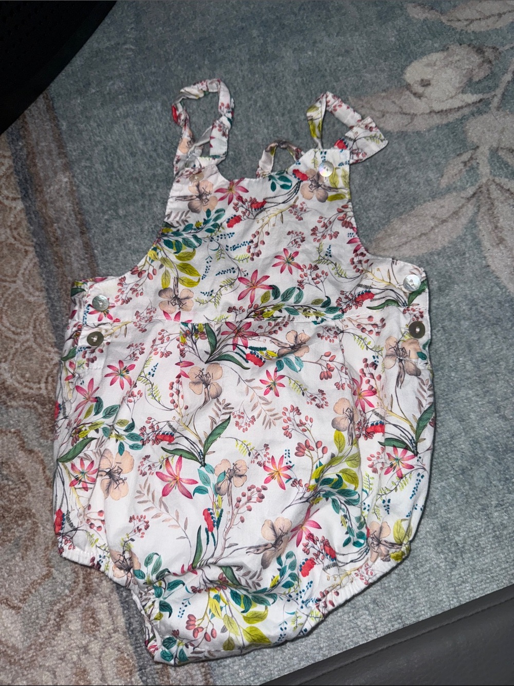 Floral Cotton Baby Bubble - White Floral